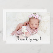 Einfaches Script Neugeborenen Foto Dankeschön Kart Dankeskarte (Vorne/Hinten)