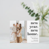 Einfaches Script New Year New Zuhause Moving Foto Postkarte (Stehend Vorderseite)