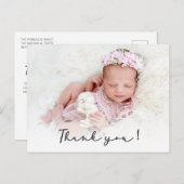 Einfaches Script Newborn Baby Foto Vielen Dank Postkarte (Vorne/Hinten)