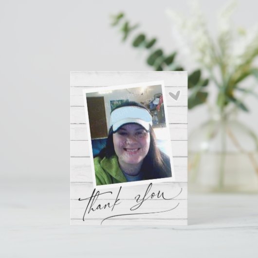 Einfaches Script One Foto Dankeschön Karte (Stehend Vorderseite)