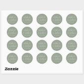 Einfaches Script Personalisiert Sage Green Wedding Runder Aufkleber (Blatt)