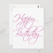 Einfaches Script Pink Happy Birthday Postkarte (Vorne/Hinten)