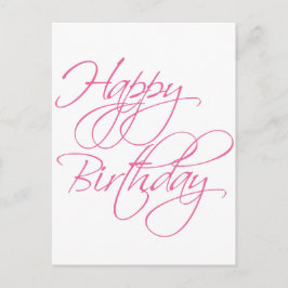 Einfaches Script Pink Happy Birthday Postkarte