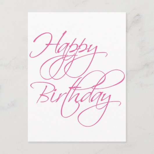Einfaches Script Pink Happy Birthday Postkarte (Vorderseite)