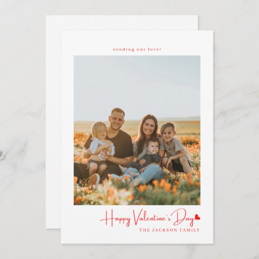 Einfaches Script Red Heart Valentine's Card Foto Einladung (Vorne/Hinten)