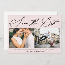 Einfaches Script Roush Rosa Zwei Foto Moderne Save The Date