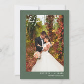 Einfaches Script Sage Green Modern Foto Vielen Dan Dankeskarte (Vorderseite)