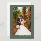 Einfaches Script Sage Green Modern Foto Vielen Dan Dankeskarte (Vorne/Hinten)