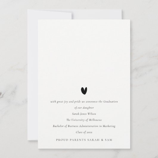 Einfaches Script Schwarz & Weiß 3 Foto Abschluss Ankündigung (Rückseite)