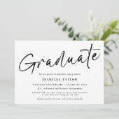 Einfaches Script Schwarz-weiß Foto Abschluss Ankündigung (Stehend Vorderseite)