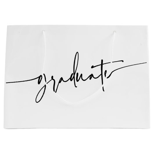 Einfaches Script Schwarz-weiß Graduate-Geschenktas Große Geschenktüte (Vorderseite)