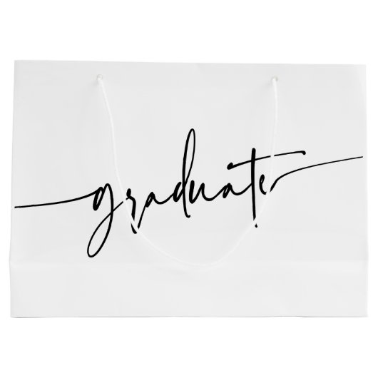 Einfaches Script Schwarz-weiß Graduate-Geschenktas Große Geschenktüte (Rückseite)