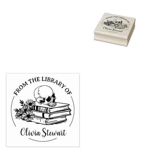 Einfaches Script Skull-Blume Gummistempel (Stempel)
