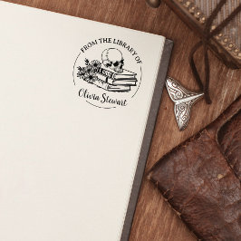 Einfaches Script Skull-Blume Gummistempel