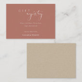 einfaches Script Terracotta Wedding Gift Registry Begleitkarte (Vorne/Hinten)