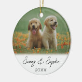 Einfaches Script-Two-Puppy-Hund-Foto Keramik Ornament (Links)