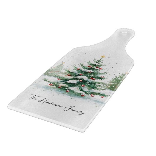 Einfaches Script Watercolor Weihnachtsbaum Schneidebrett (Ecke)