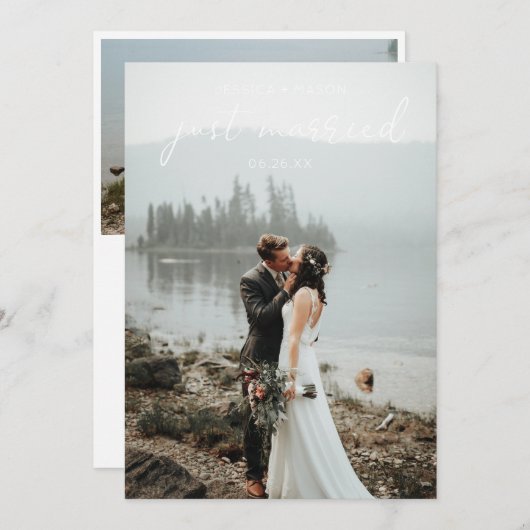 Einfaches Script-Wedding-Foto - Einladung nur verh (Vorne/Hinten)