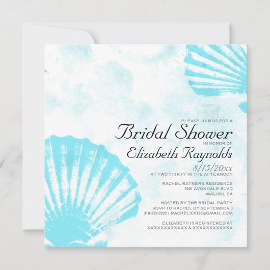 Einfaches Seashells-Bestimmungsort-Brautparty Einladung (Vorderseite)