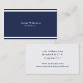Einfaches Seemarine-Blau und Weiß Visitenkarte (Vorne/Hinten)