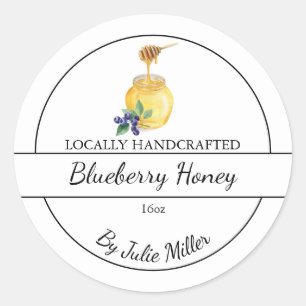 Einfaches selbstgemachtes Blaubeer-Honig-Label Runder Aufkleber