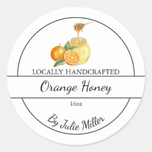 Einfaches selbstgemachtes Orangen-Honig-Label Runder Aufkleber