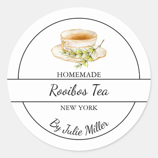 Einfaches selbstgemachtes Rooibos-Tee-Etikett Runder Aufkleber (Vorderseite)