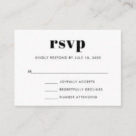 Einfaches Serif Wedding RSVP Begleitkarte