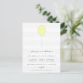 Einfaches Shabby Chic Grau & Gelb Ballon Geburtsta Postkarte (Stehend Vorderseite)