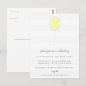 Einfaches Shabby Chic Grau & Gelb Ballon Geburtsta Postkarte (Vorne/Hinten)