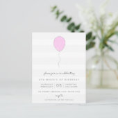 Einfaches Shabby Chic Grau & Lila Balloon Geburtst Postkarte (Stehend Vorderseite)