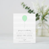 Einfaches Shabby Chic Grau und Grüner Ballon Gebur Postkarte (Stehend Vorderseite)