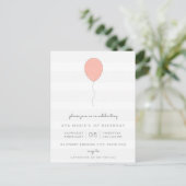 Einfaches Shabby Chic Grau und Rosa Ballon Geburts Postkarte (Stehend Vorderseite)