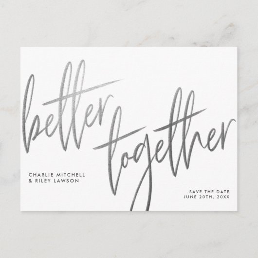 Einfaches Silber besser Save the Date Postkarte (Vorderseite)