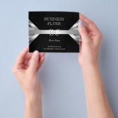 Einfaches Silber Schwarzes Weißes Monogramm 4D2 Flyer (Gruppe)