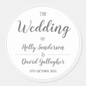 Einfaches Silver Grau & White Design Runder Aufkleber (Vorderseite)