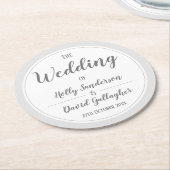 Einfaches Silver Grau & White Design Runder Pappuntersetzer (Angewinkelt)