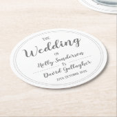 Einfaches Silver Grau & White Design Runder Pappuntersetzer (Angewinkelt)