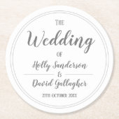 Einfaches Silver Grau & White Design Runder Pappuntersetzer (Vorderseite)