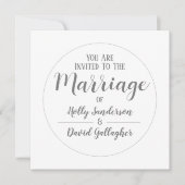 Einfaches Silver Gray & White Wedding Day Einladung (Vorderseite)