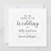 Einfaches Silver Gray & White Wedding Day Einladung (Vorderseite)