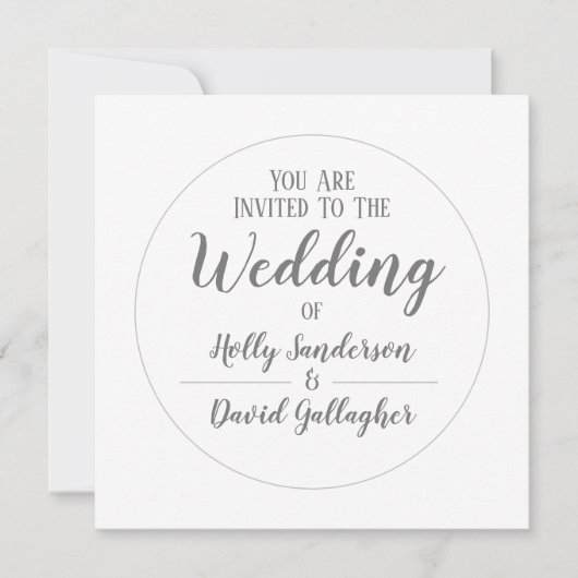 Einfaches Silver Gray & White Wedding Day Einladung (Vorderseite)