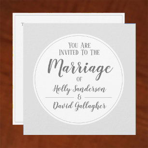 Einfaches Silver Gray & White Wedding Day Einladung