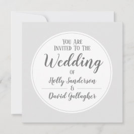 Einfaches Silver Gray & White Wedding Day Einladung