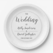 Einfaches Silver Gray & White Wedding Day Pappteller (Vorderseite)