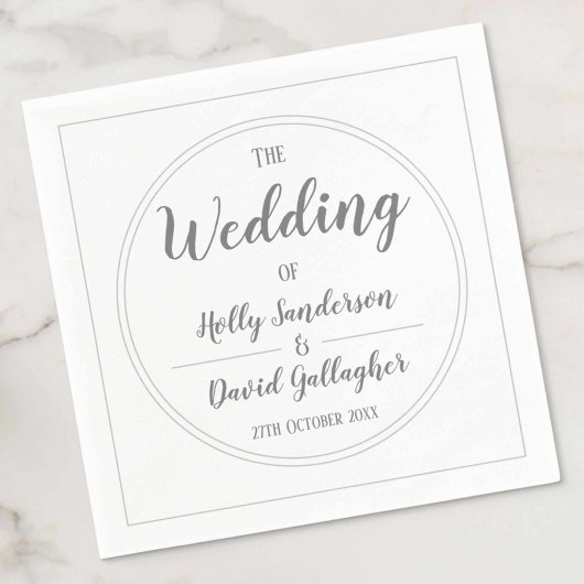 Einfaches Silver Gray & White Wedding Day Serviette