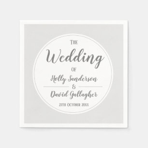 Einfaches Silver Gray & White Wedding Day Serviette