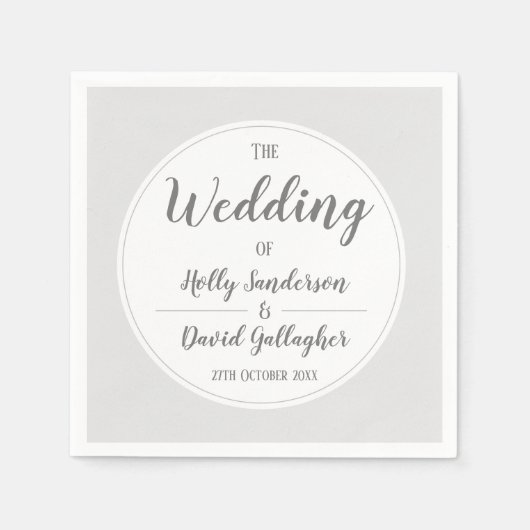 Einfaches Silver Gray & White Wedding Day Serviette (Vorderseite)