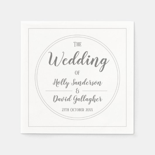 Einfaches Silver Gray & White Wedding Day Serviette (Vorderseite)