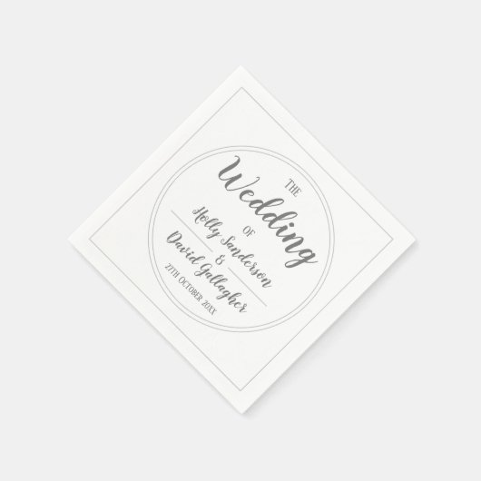 Einfaches Silver Gray & White Wedding Day Serviette (Ecke)